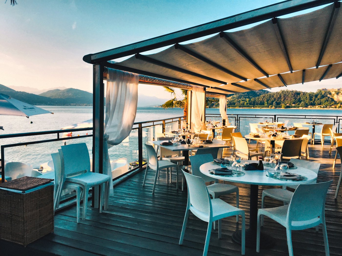 Blue Harbour cafe and bar terrace with waterfront view